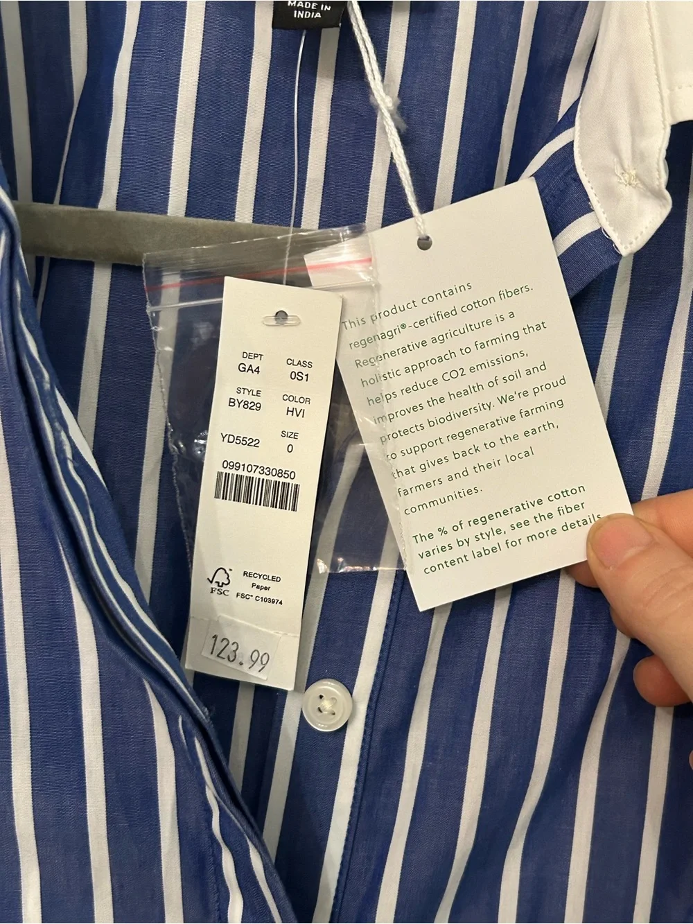 J. Crew Classic Preppy Blue & White Striped Belted Shirt Dress w/Contrast Collar